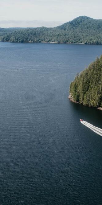 a boat exploring clayoquot sound, a great thing to do in Tofino B.C.